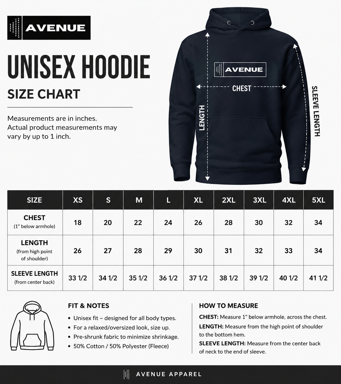 Unisex | Avenue Apparel Hoodie | Black